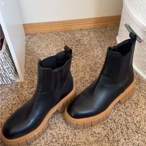 Sugar Black Ankle Boots with Tan Soles